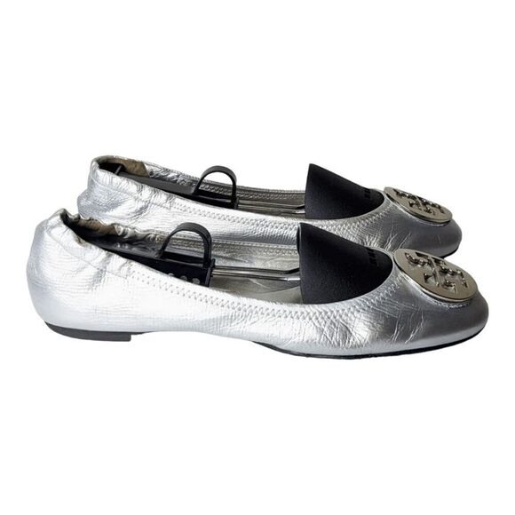 TORY BURCH Claire 'Silver' Ballet Flats Size 10.5M - Picture 3 of 11